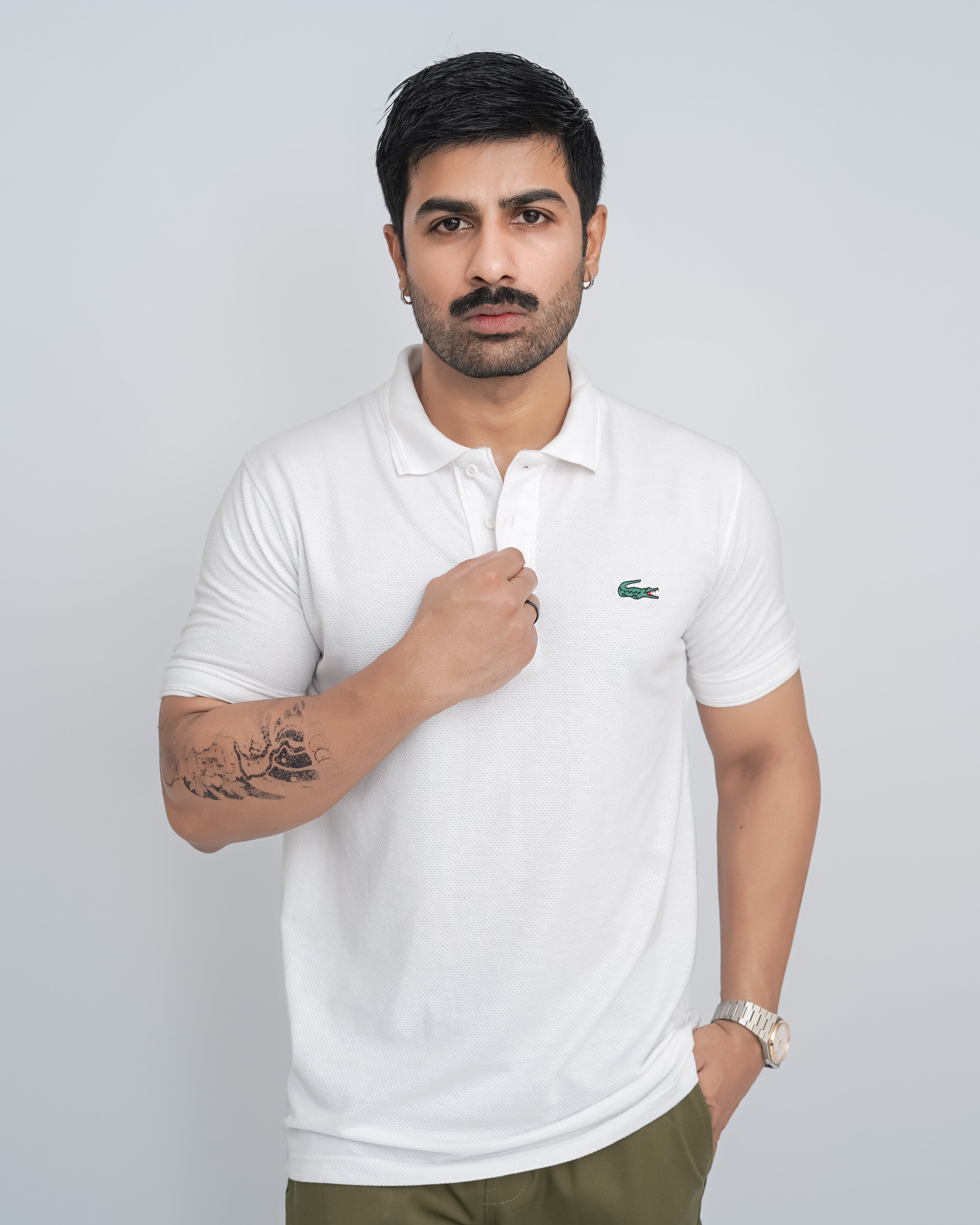 White Pop-Corn Polo Shirt