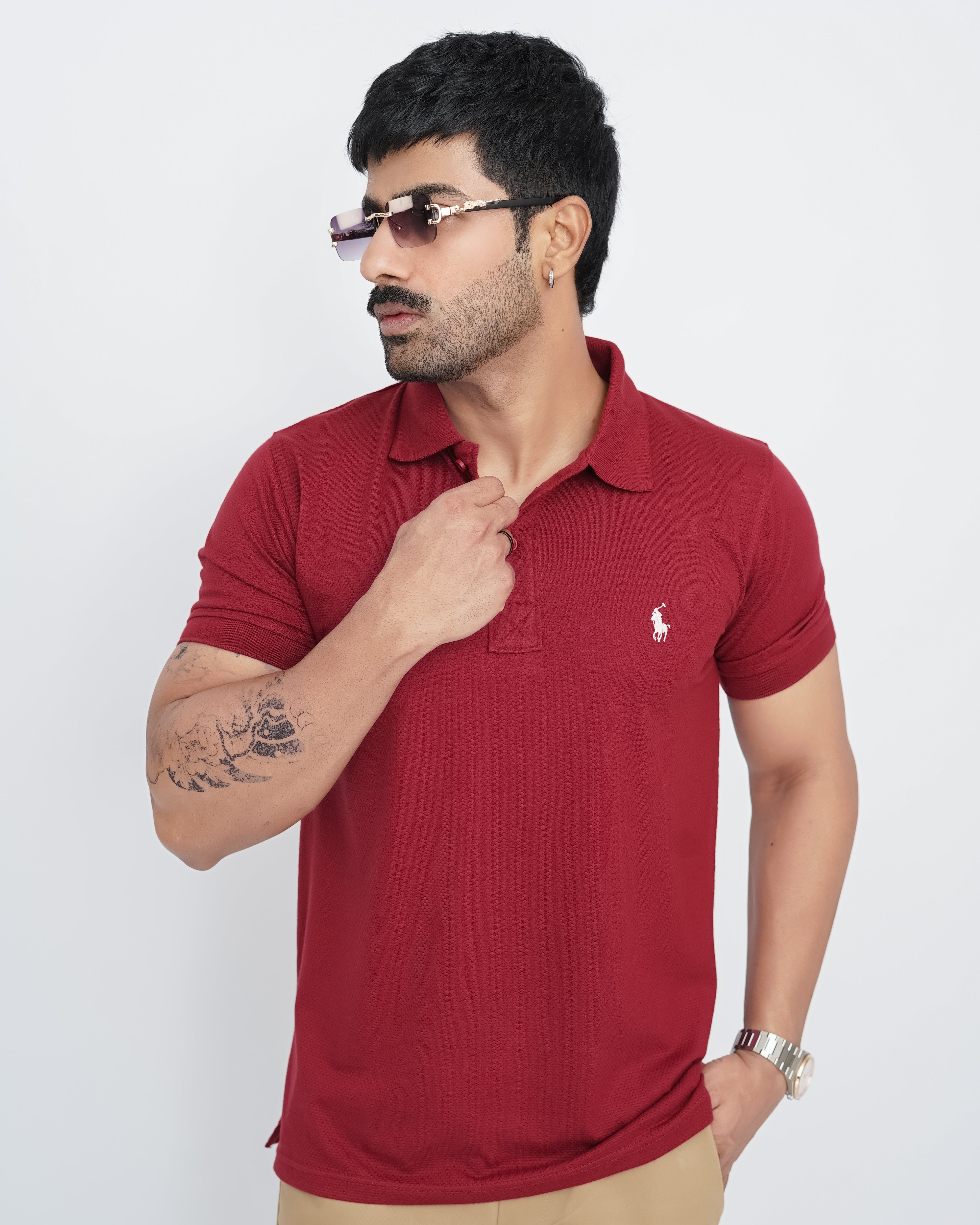 Maroon Pop-Corn Polo Shirt