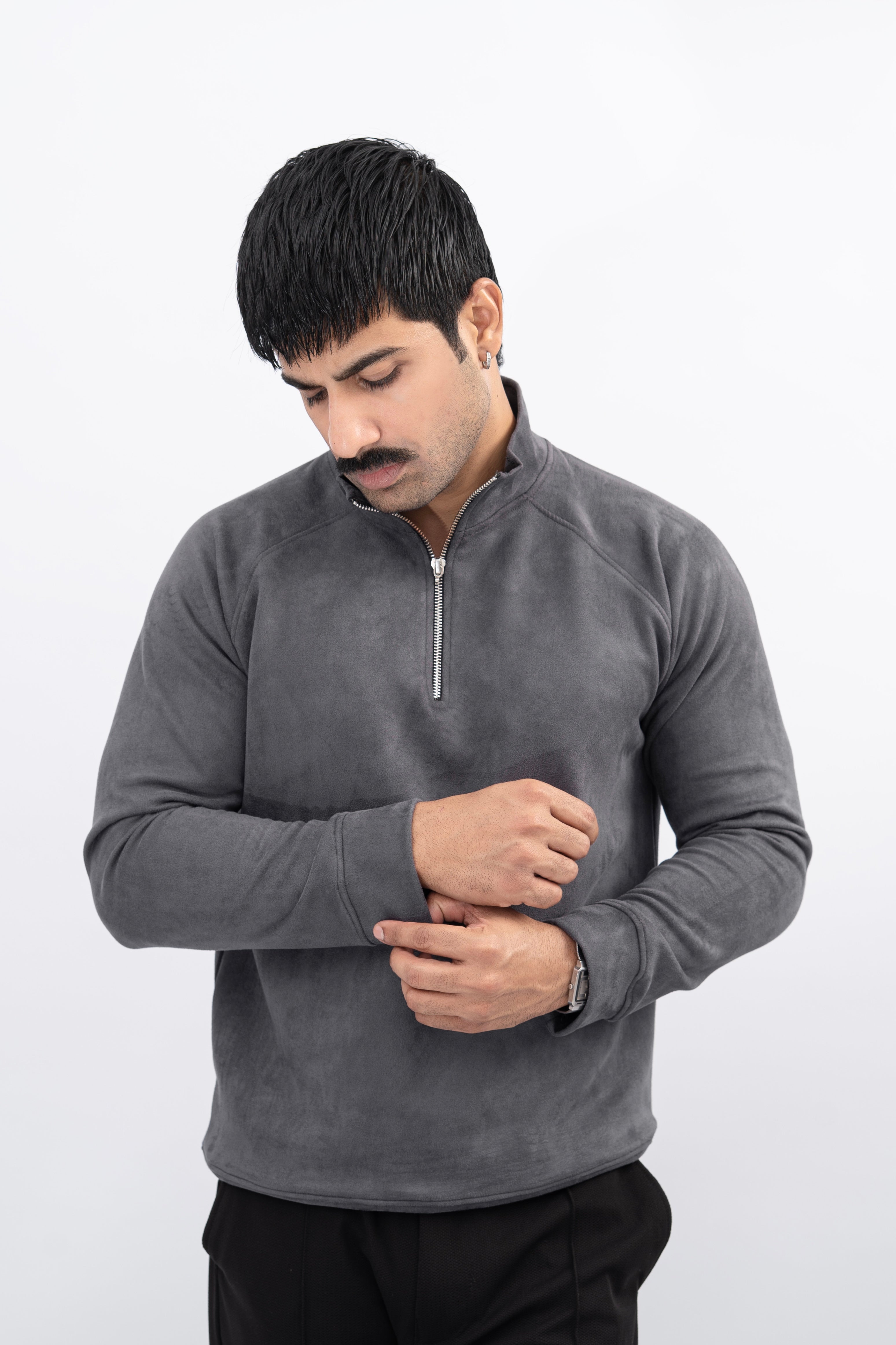 Grey Half Zip Sweatshirt