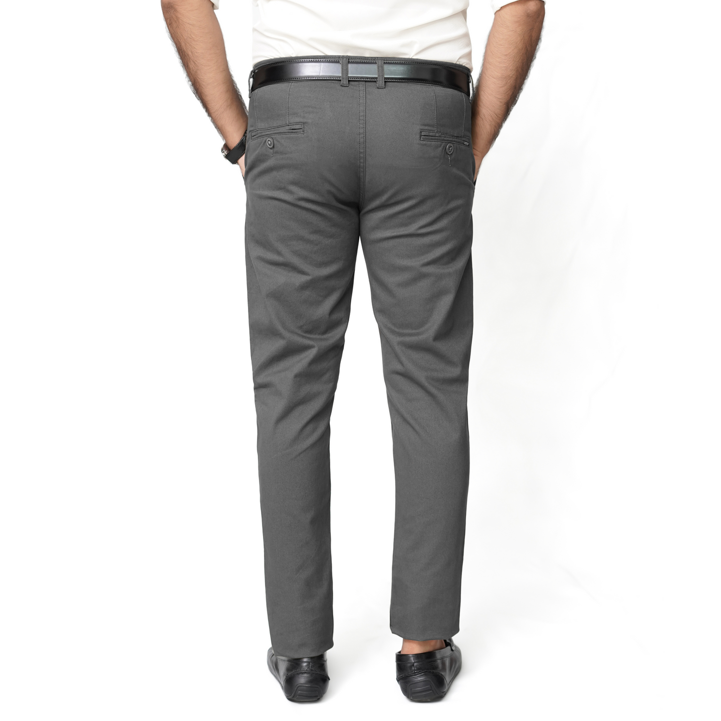 Silver Grey Cotton Pant-Smart Fit