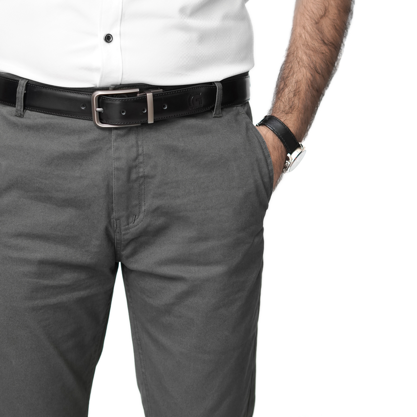Silver Grey Cotton Pant-Smart Fit