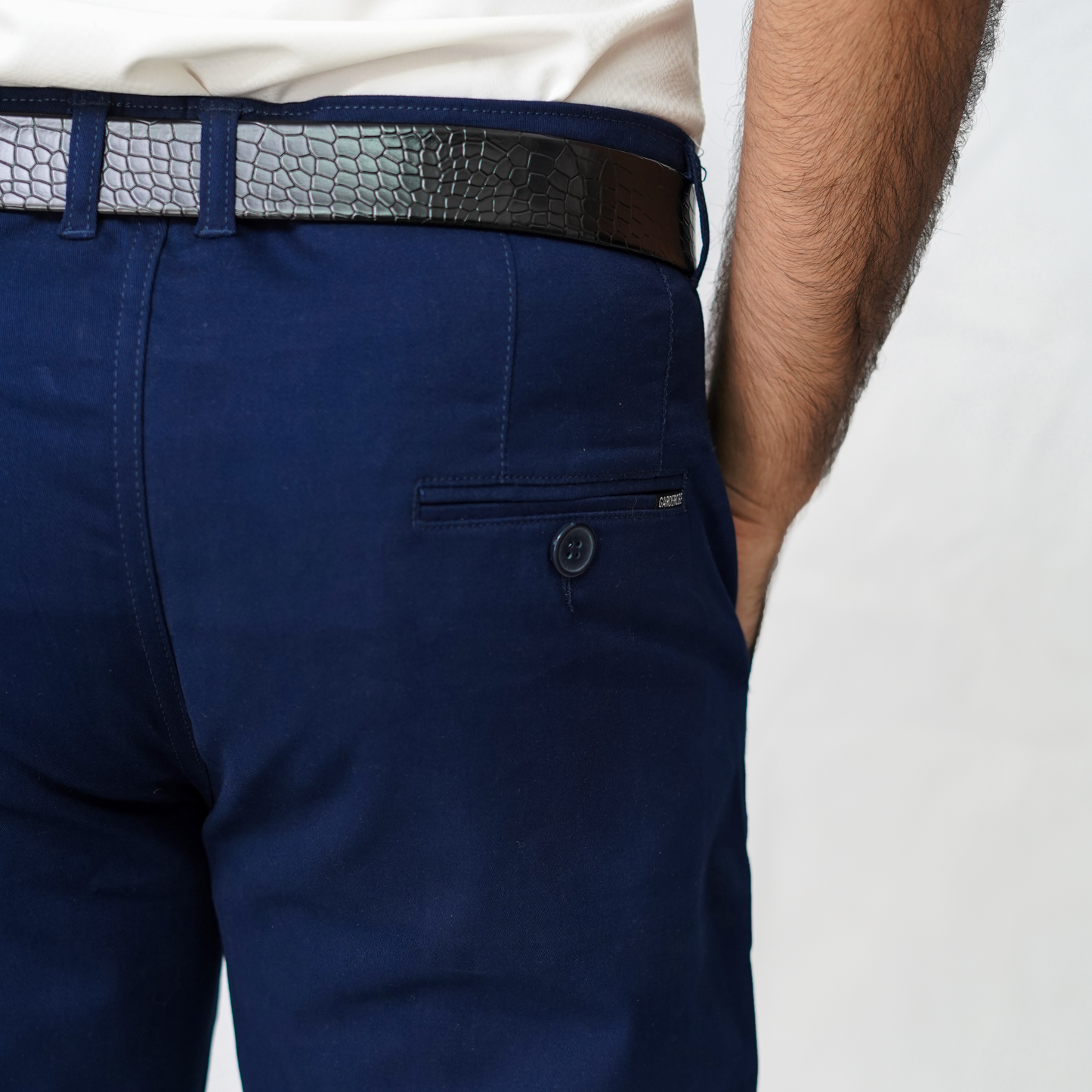 Navy Blue Cotton Pant-Smart Fit