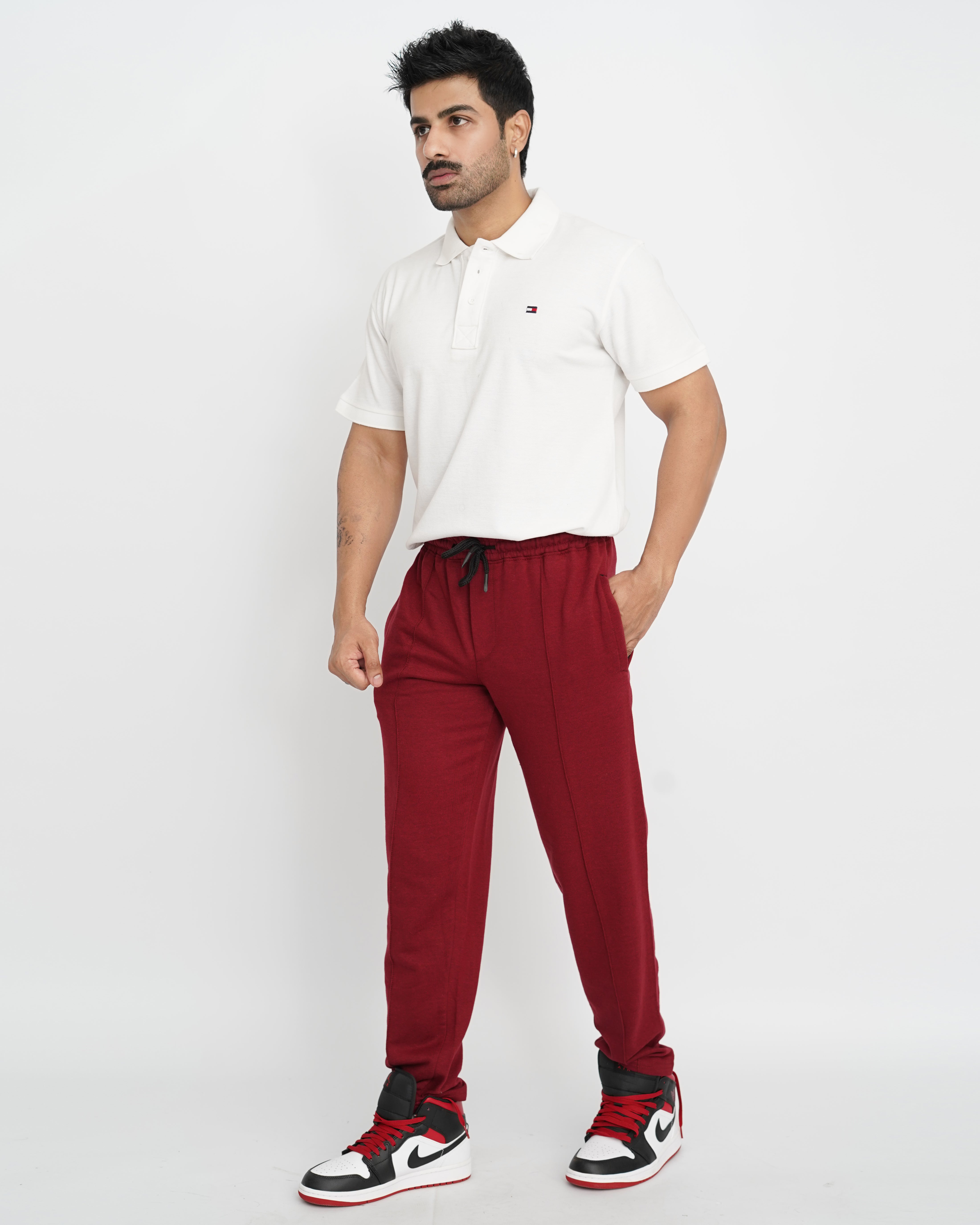 Maroon Relaxed Fit Trouser