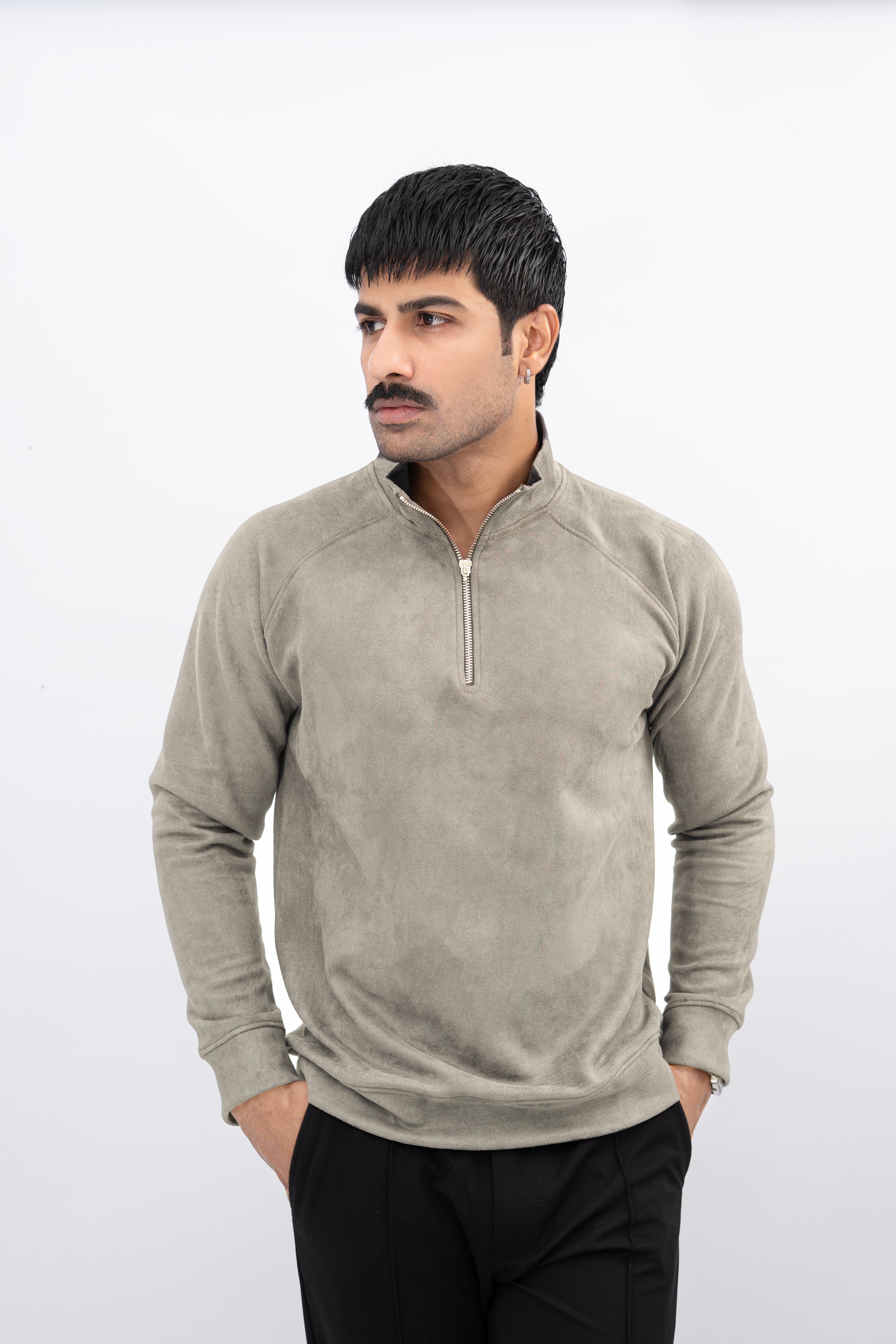 Off White/Silver Half Zip Sweatshirt