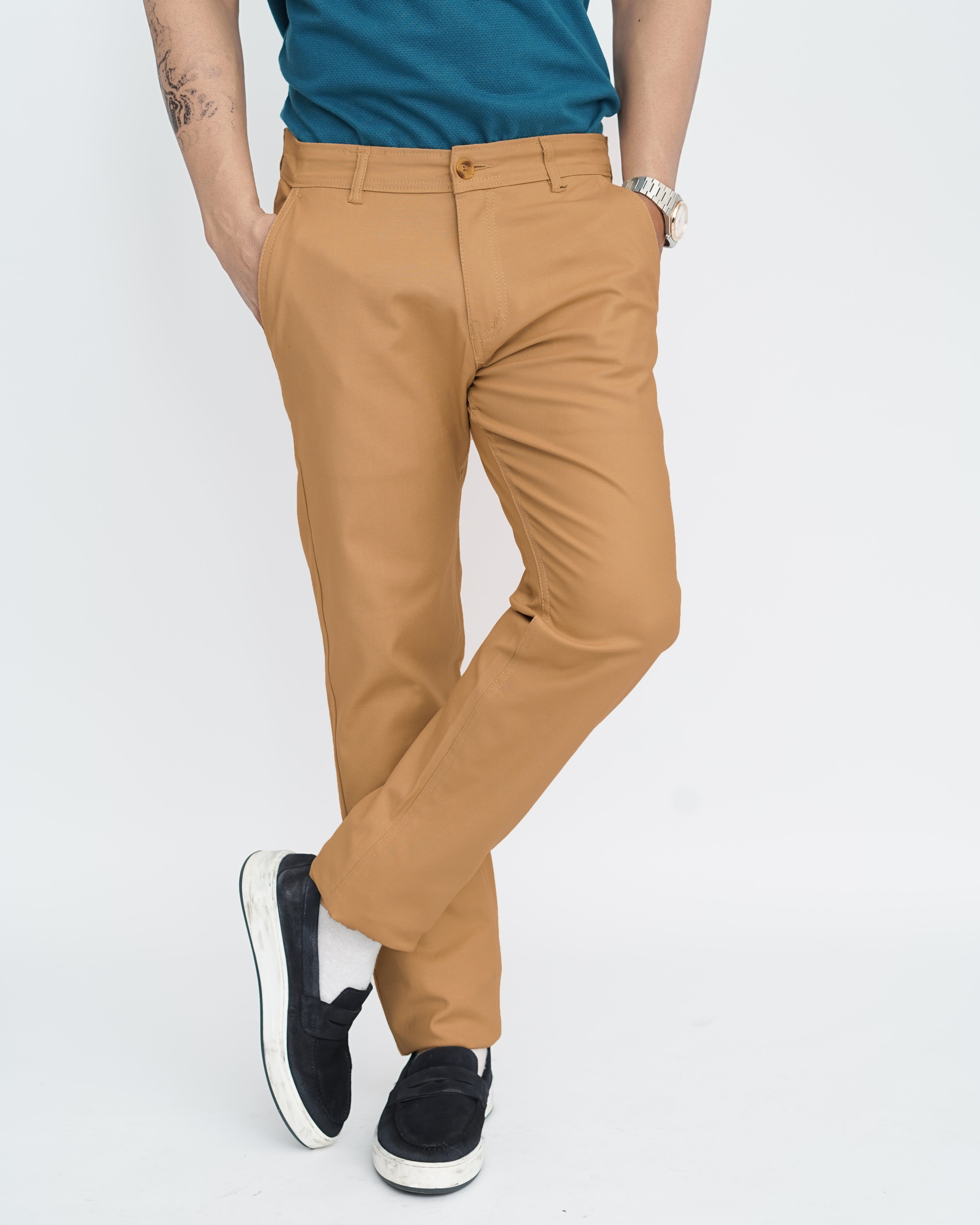 Khaaki Cotton Pant-Smart Fit