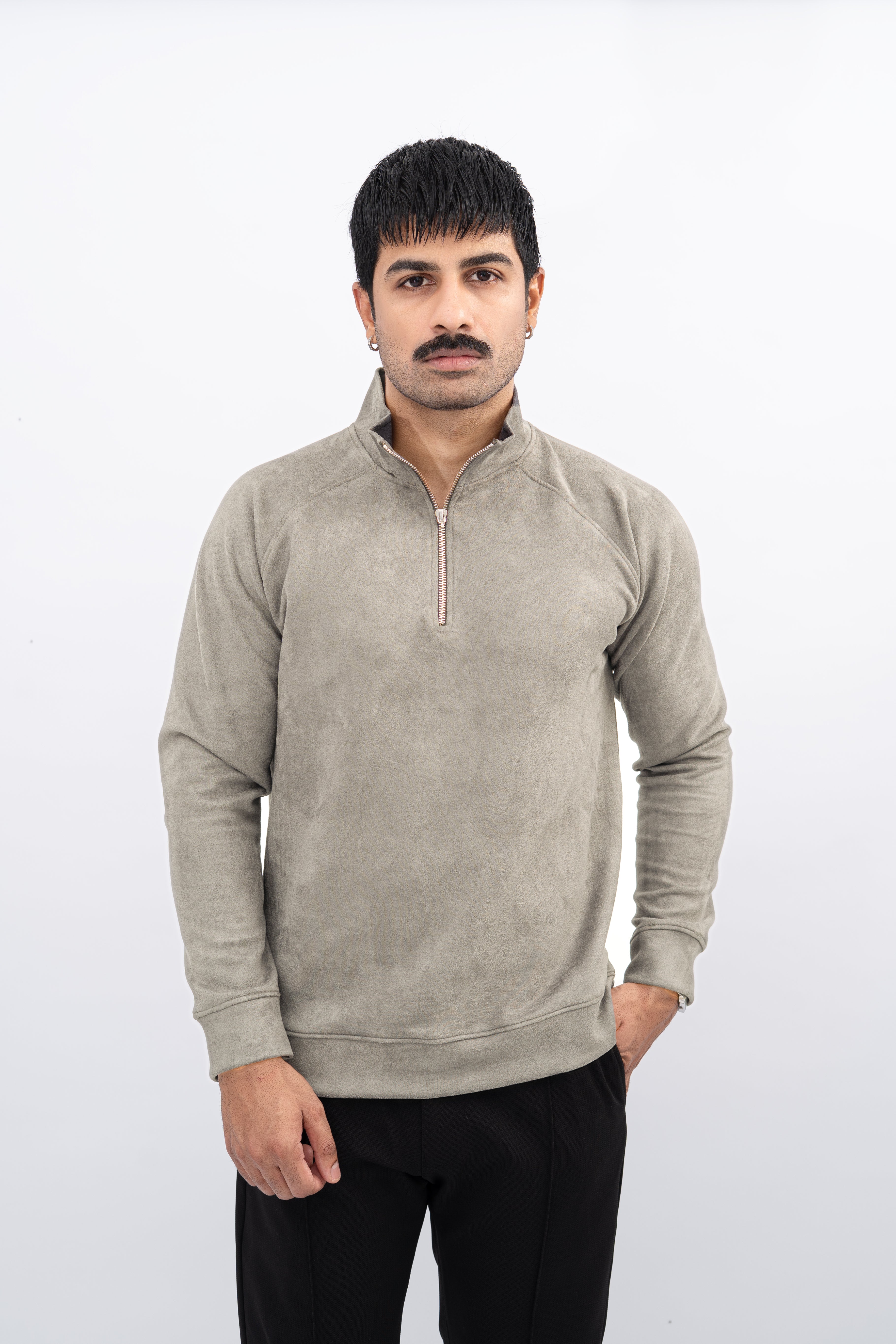 Off White/Silver Half Zip Sweatshirt