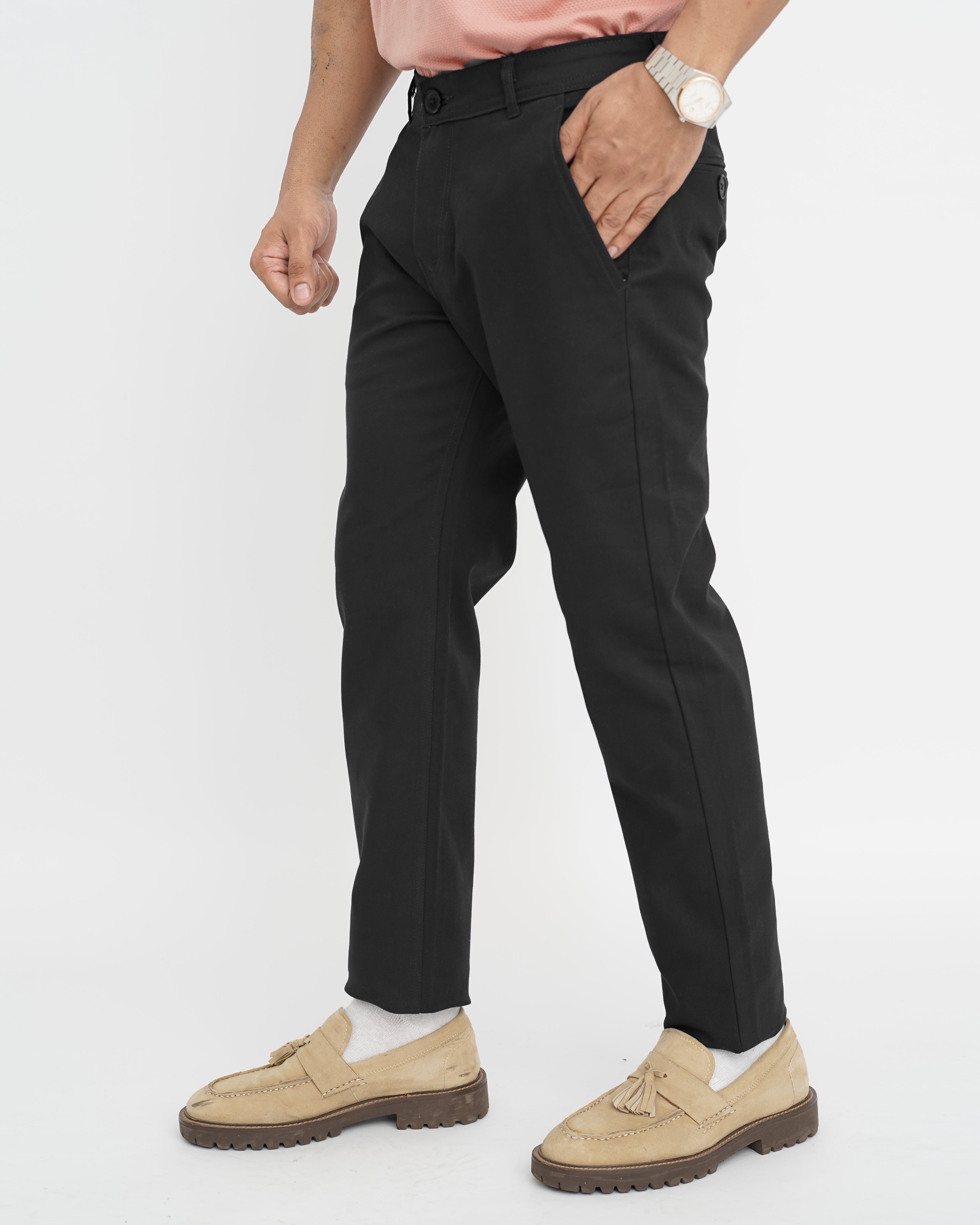 Black Cotton Pant-Smart Fit