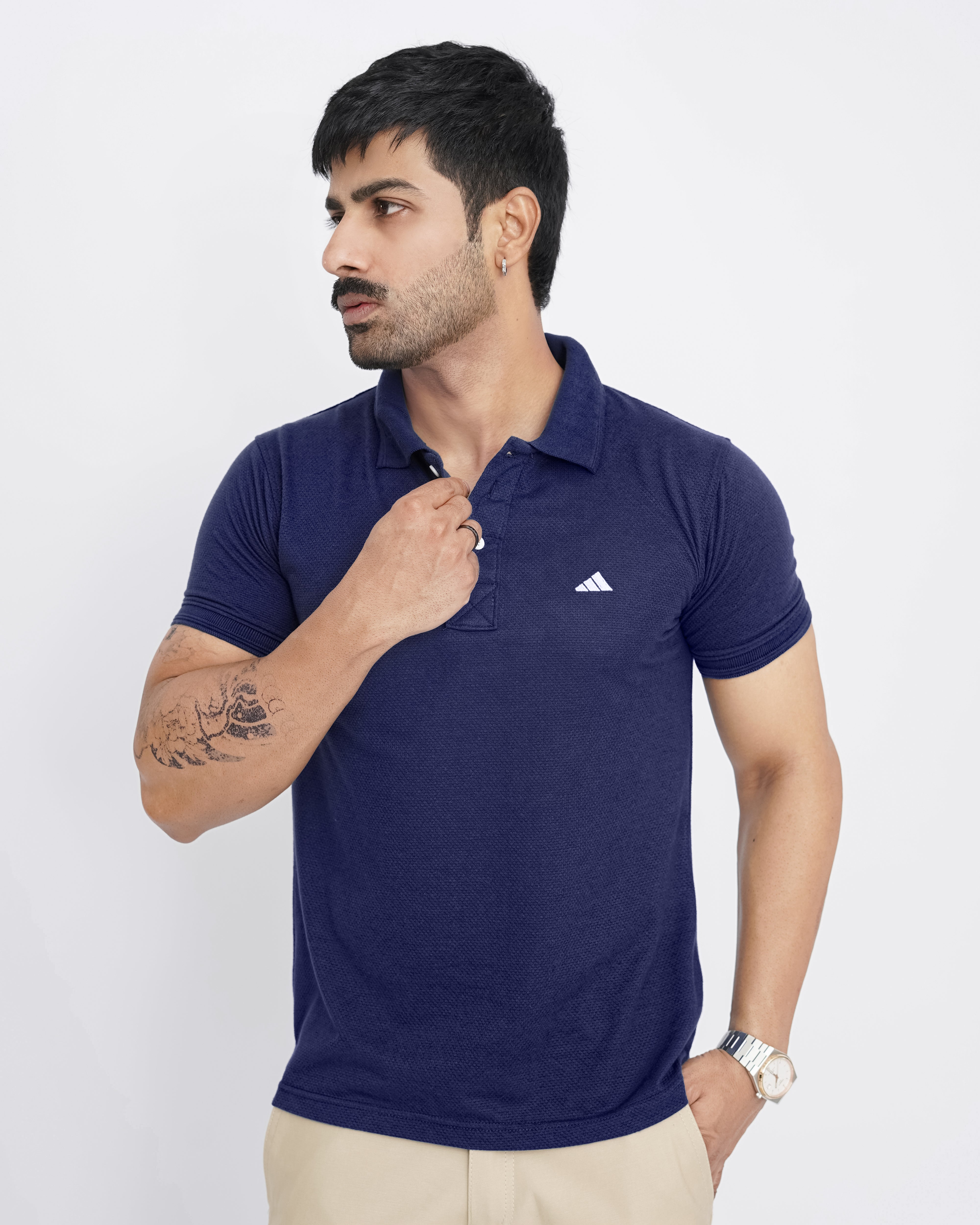 Navy Pop-Corn Polo Shirt