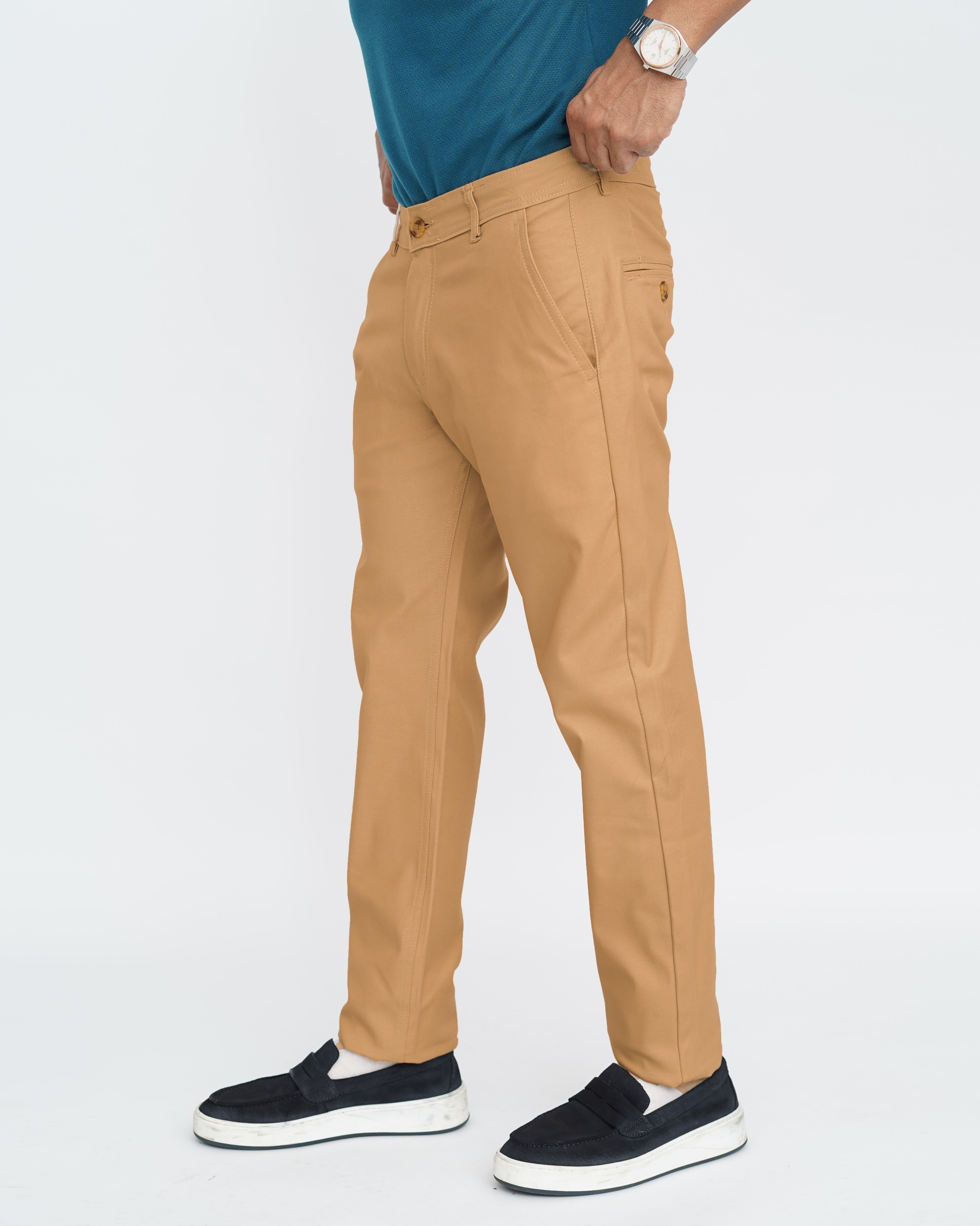 Khaaki Cotton Pant-Smart Fit