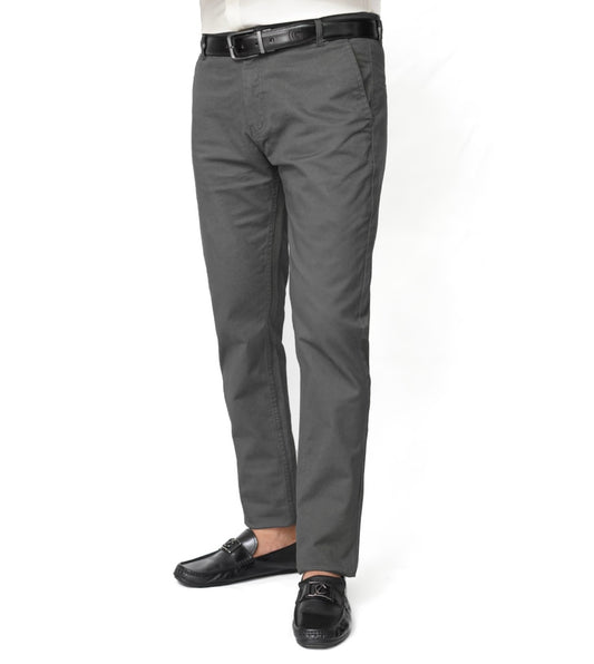 Silver Grey Cotton Pant-Smart Fit