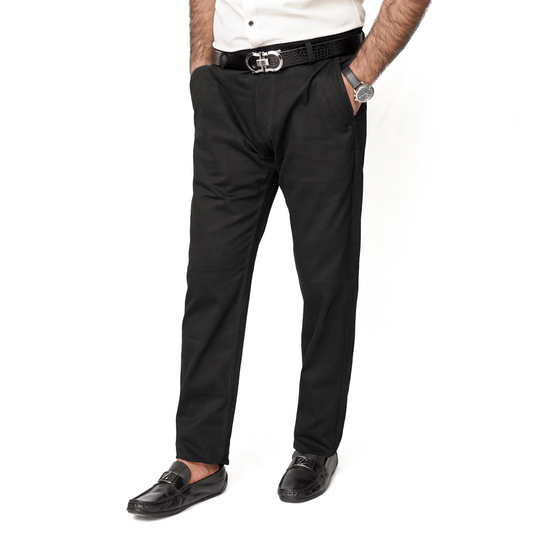 Black Cotton Pant-Smart Fit