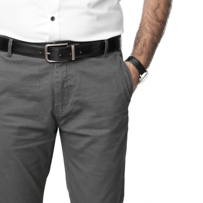 Silver Grey Cotton Pant-Smart Fit