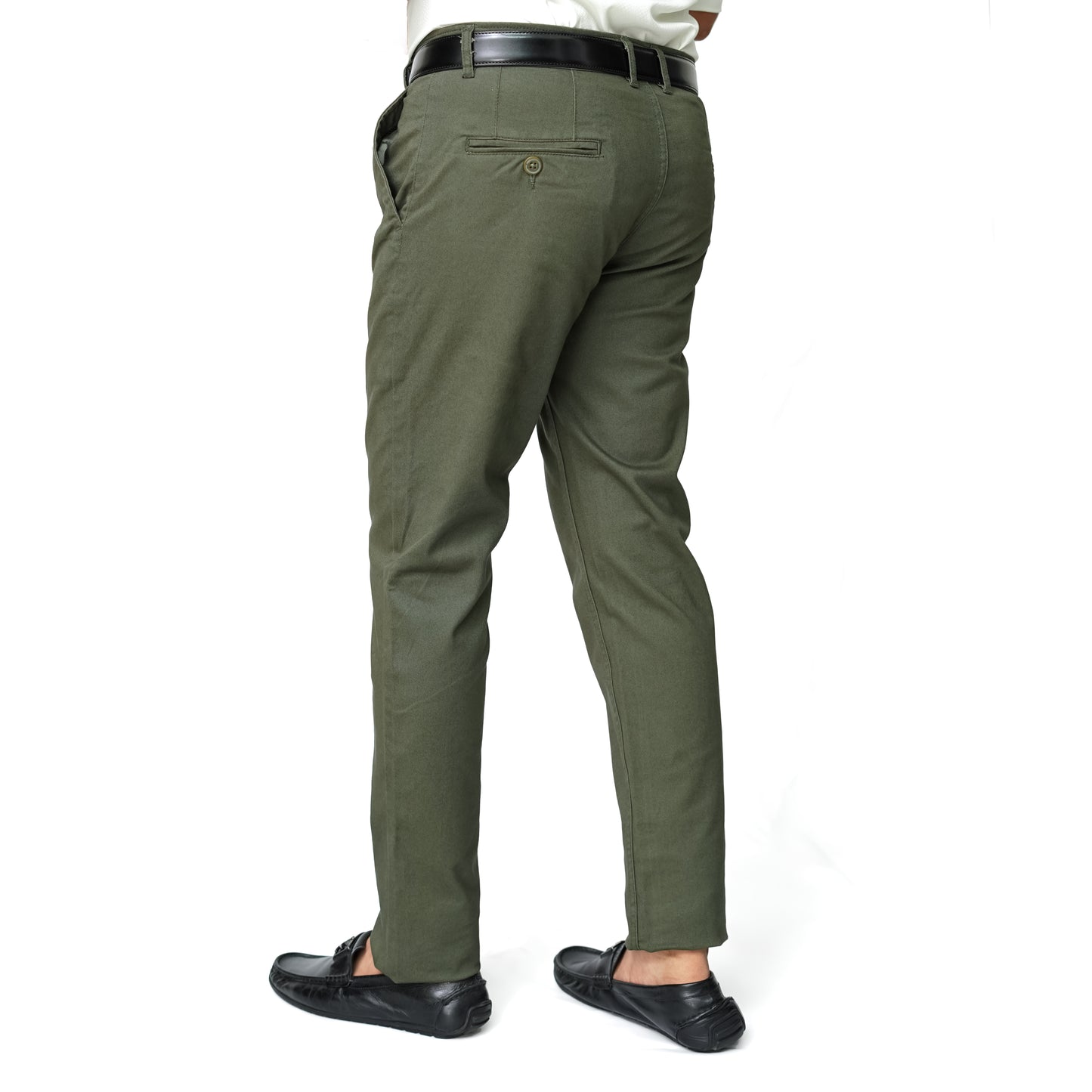 Olive Green Cotton Pant-Smart Fit