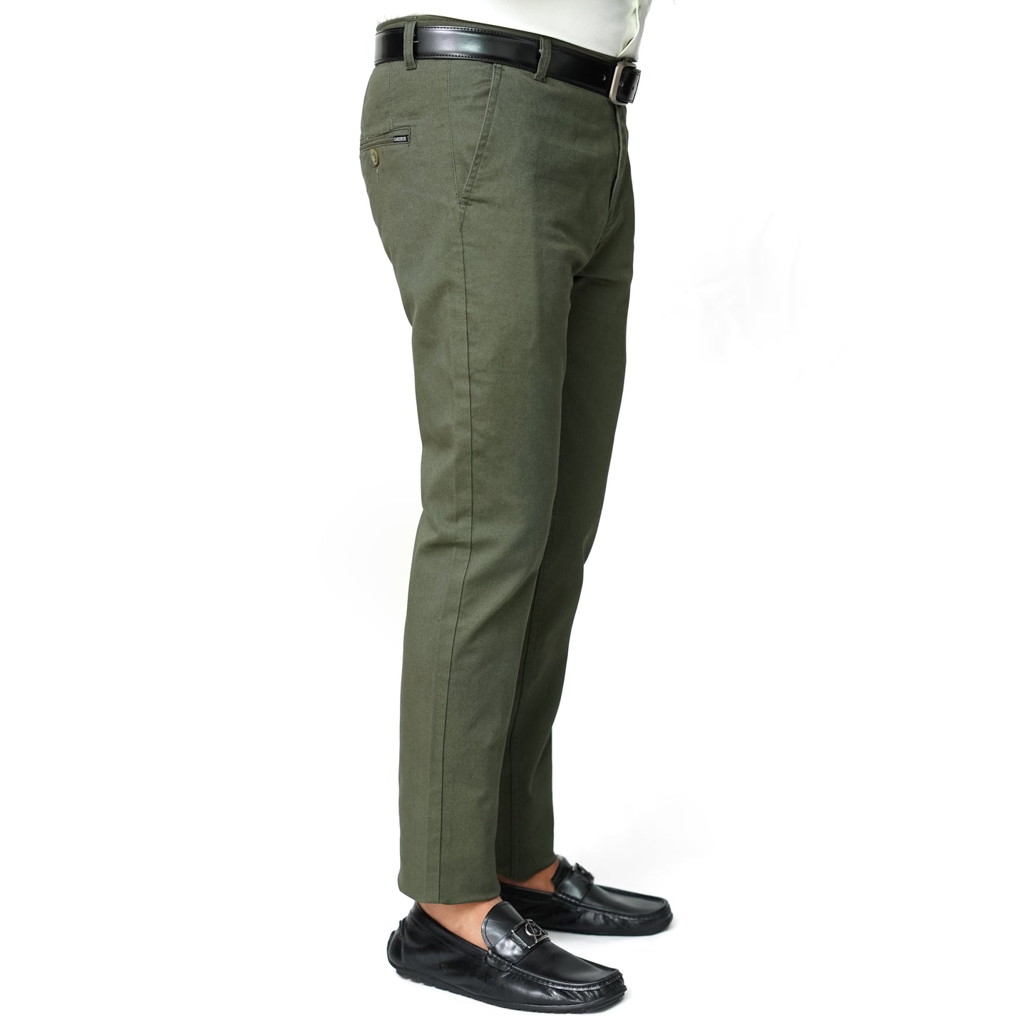 Olive Green Cotton Pant-Smart Fit